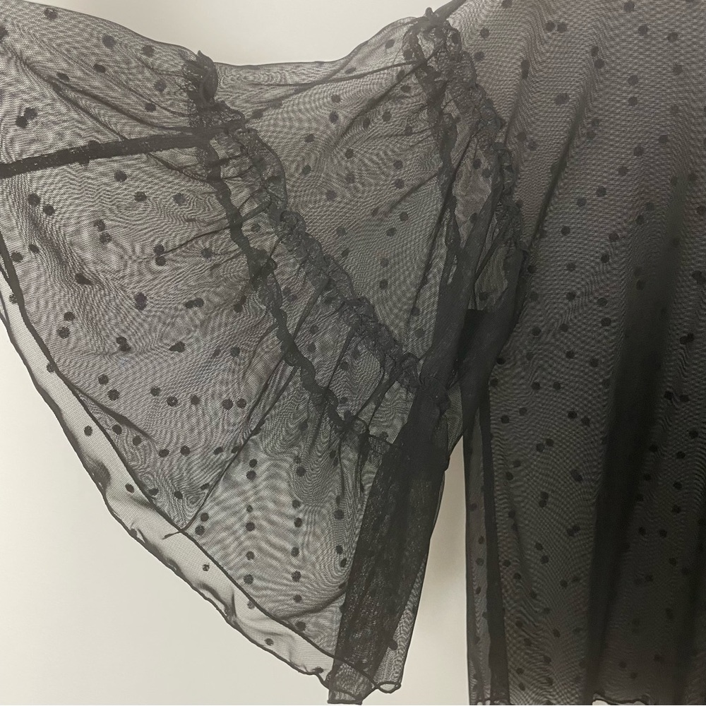 Express Sheer Polkadot Blouse in Black Size Small - Picture 4 of 6